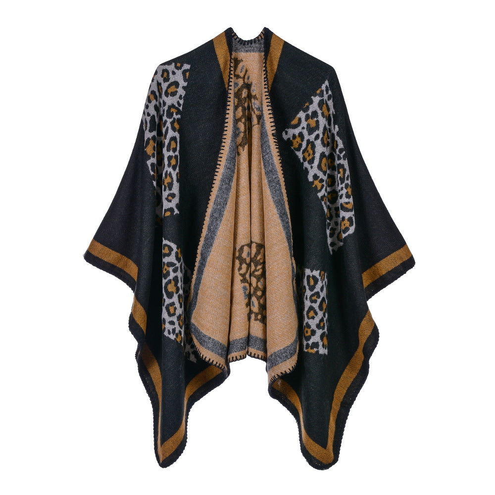 Leopard Pattern Shawl Cape