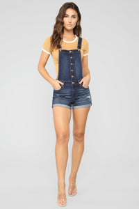 Elastic Ripped Suspender Denim Shorts