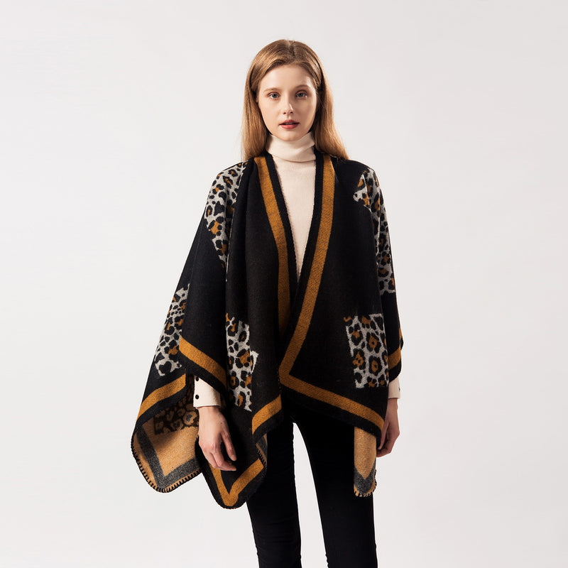 Leopard Pattern Shawl Cape