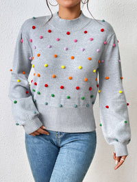 Colored Pom-Pom Knit Sweater