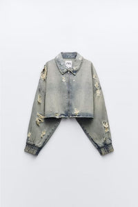 Destroyed Denim Crop Jacket