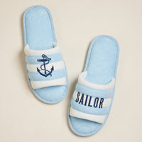 Sailor Anchor Embroidered Terry Poolside Slides