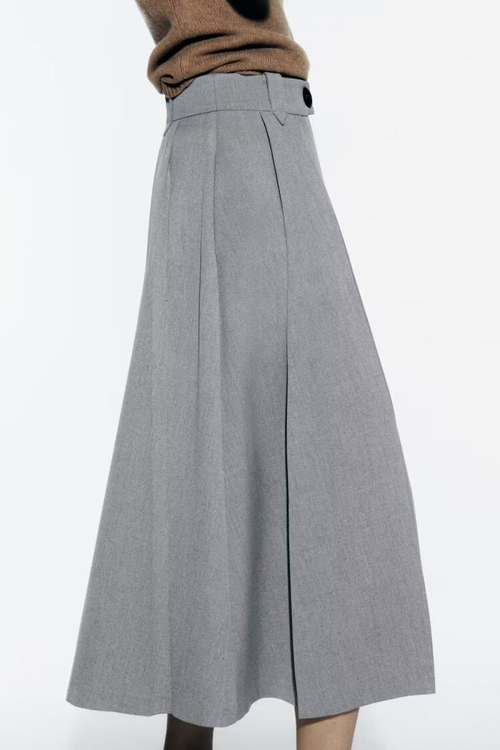 Casual Midi Pleated Skirt