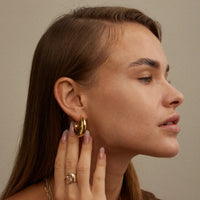 Gold Dip Stainless Steel Open Hoop Earrings