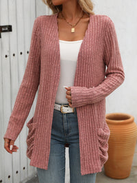 Casual Ribbed Open Cardigan