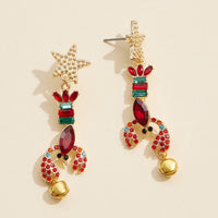 Festive Rhinestone Lobster Dangle Earrings