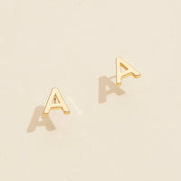 Initial Metal Stud Earrings