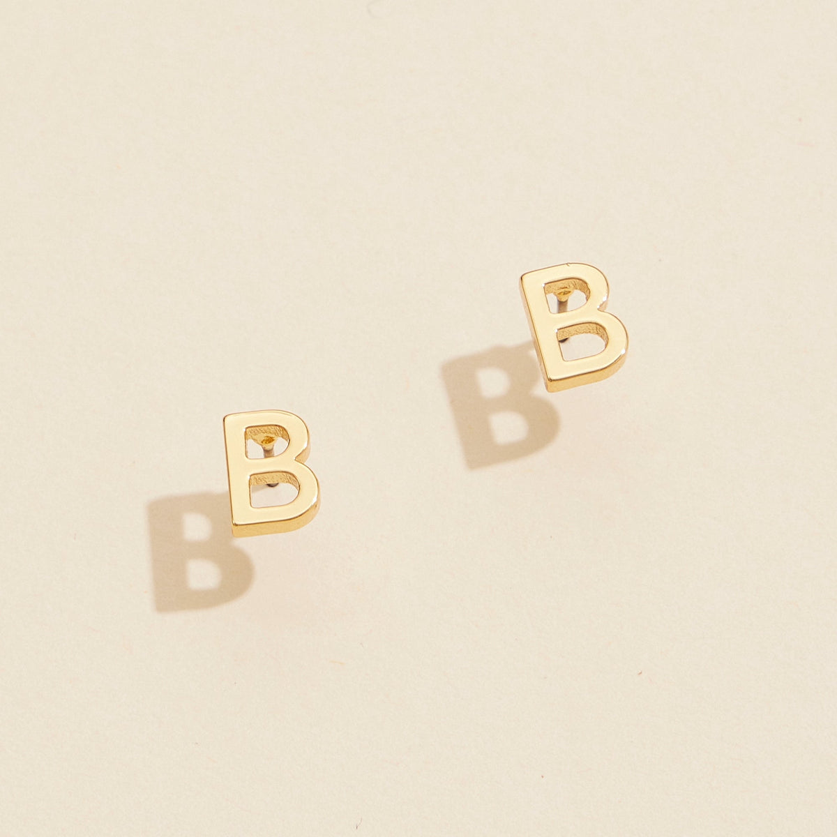 Initial Metal Stud Earrings