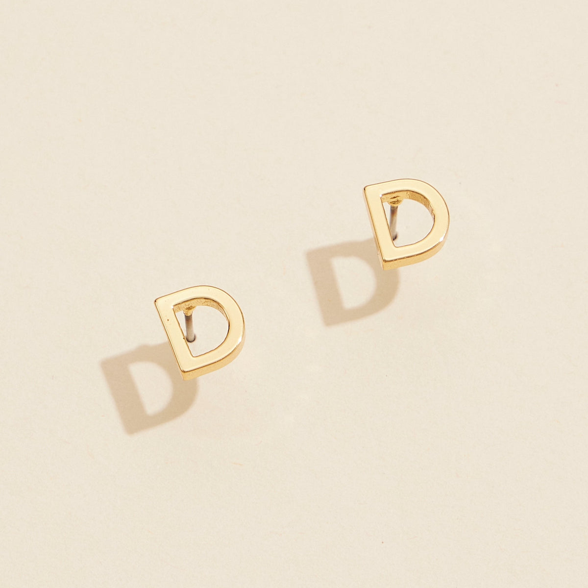 Initial Metal Stud Earrings