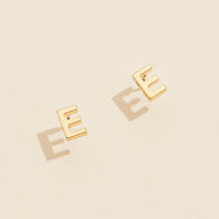 Initial Metal Stud Earrings