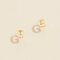 Initial Metal Stud Earrings