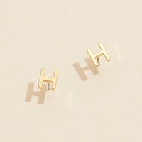 Initial Metal Stud Earrings