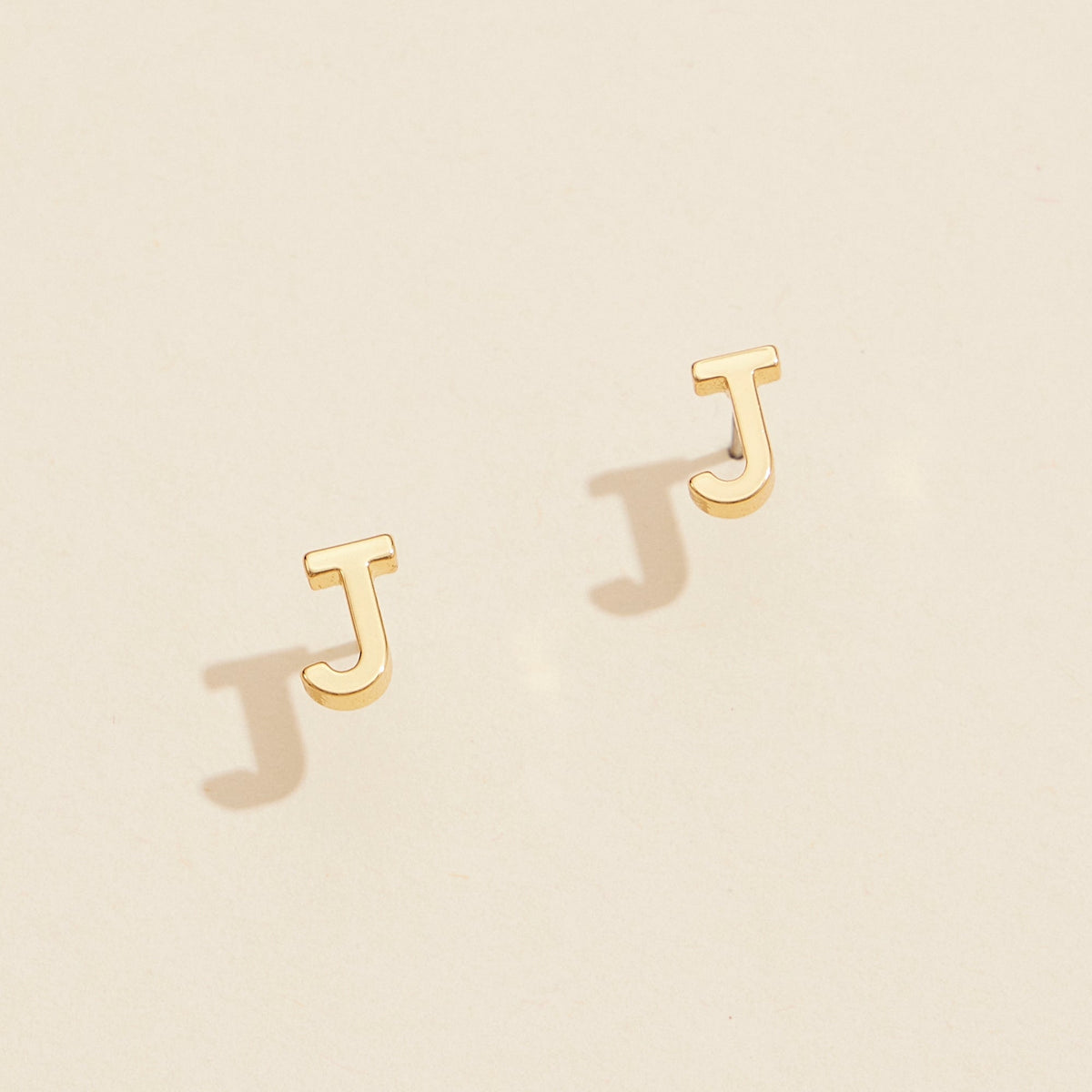 Initial Metal Stud Earrings