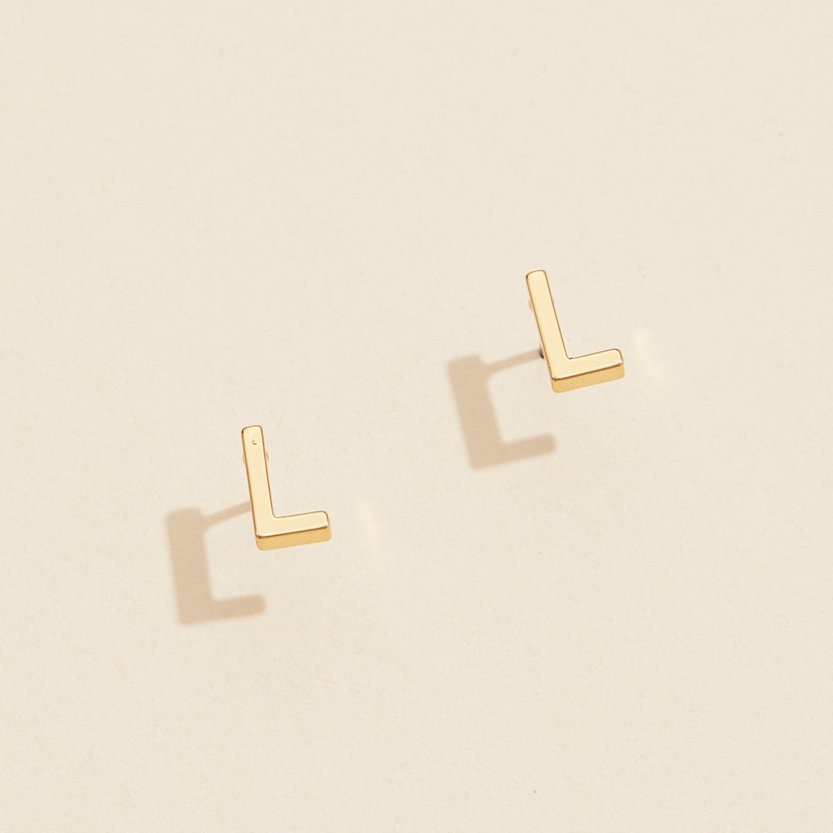 Initial Metal Stud Earrings