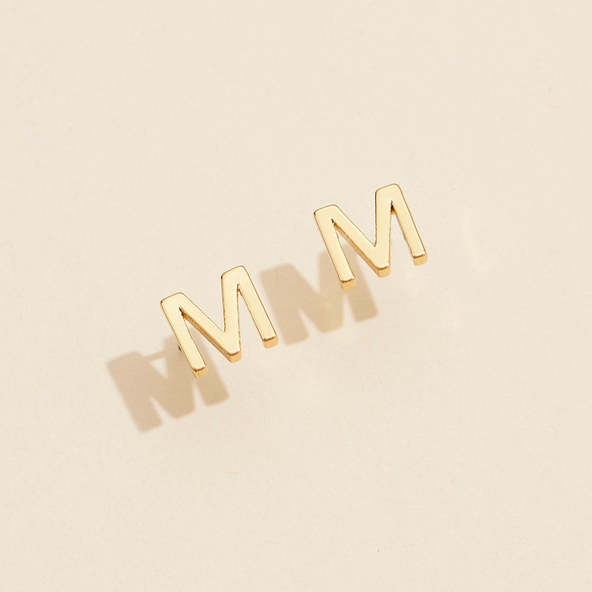 Initial Metal Stud Earrings