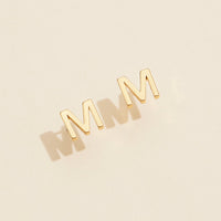 Initial Metal Stud Earrings