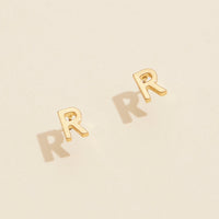 Initial Metal Stud Earrings