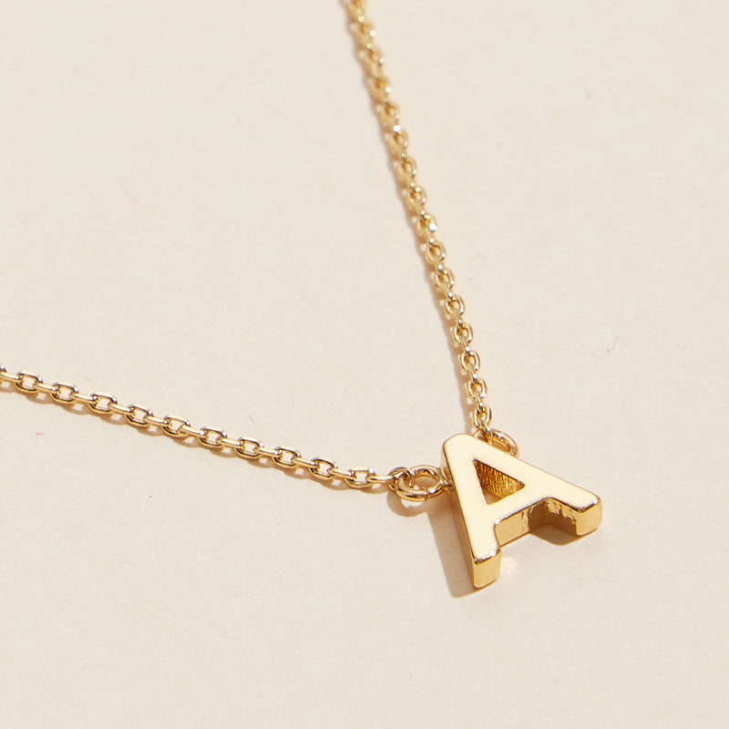 Initial Metal Letter Charm Short Necklace