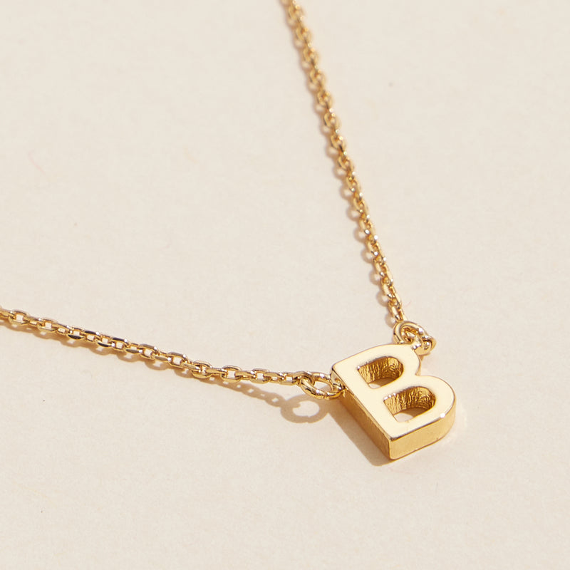 Initial Metal Letter Charm Short Necklace