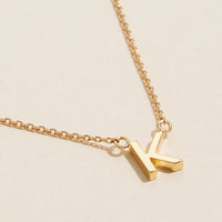 Initial Metal Letter Charm Short Necklace