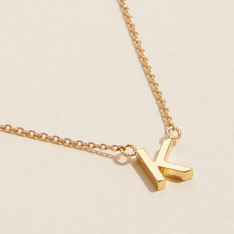 Initial Metal Letter Charm Short Necklace