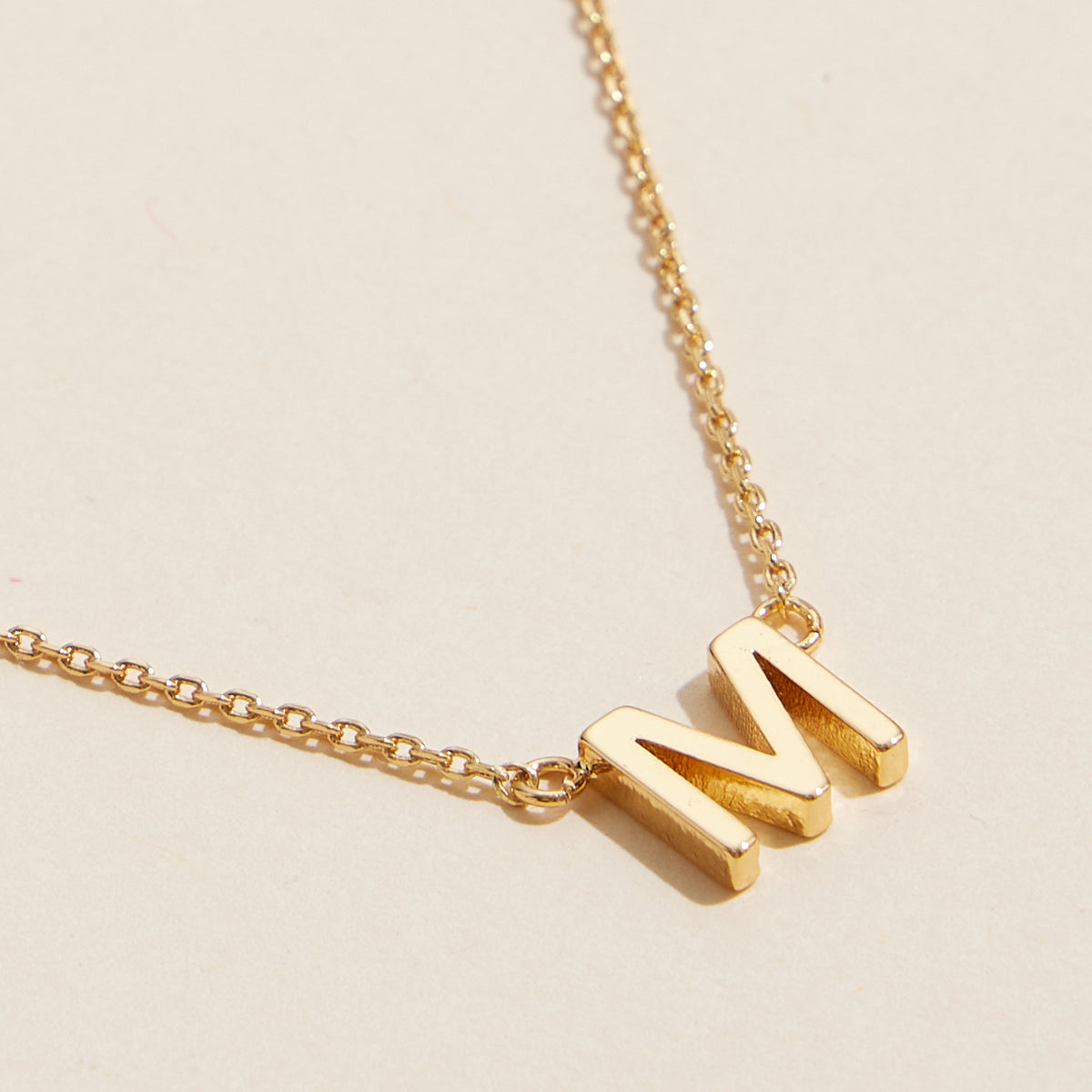 Initial Metal Letter Charm Short Necklace