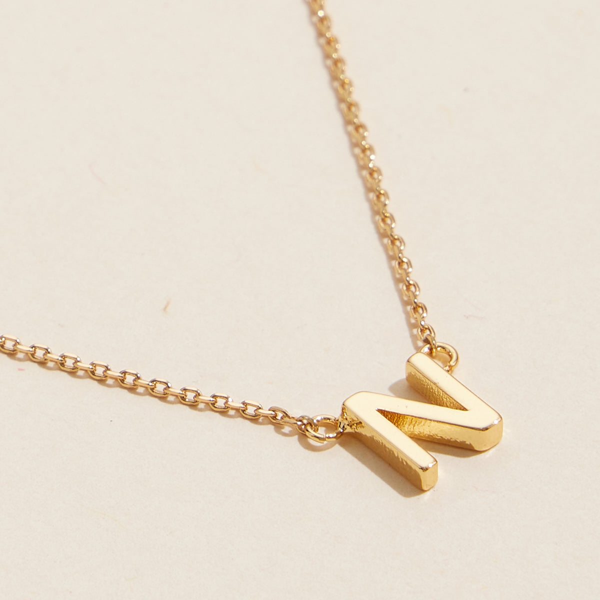 Initial Metal Letter Charm Short Necklace