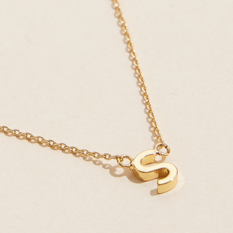 Initial Metal Letter Charm Short Necklace