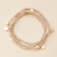 Delicate Beaded Charm Bracelet Set – Elegant Stackable Design with Gold Disc Accents