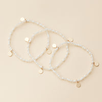 Delicate Beaded Charm Bracelet Set – Elegant Stackable Design with Gold Disc Accents