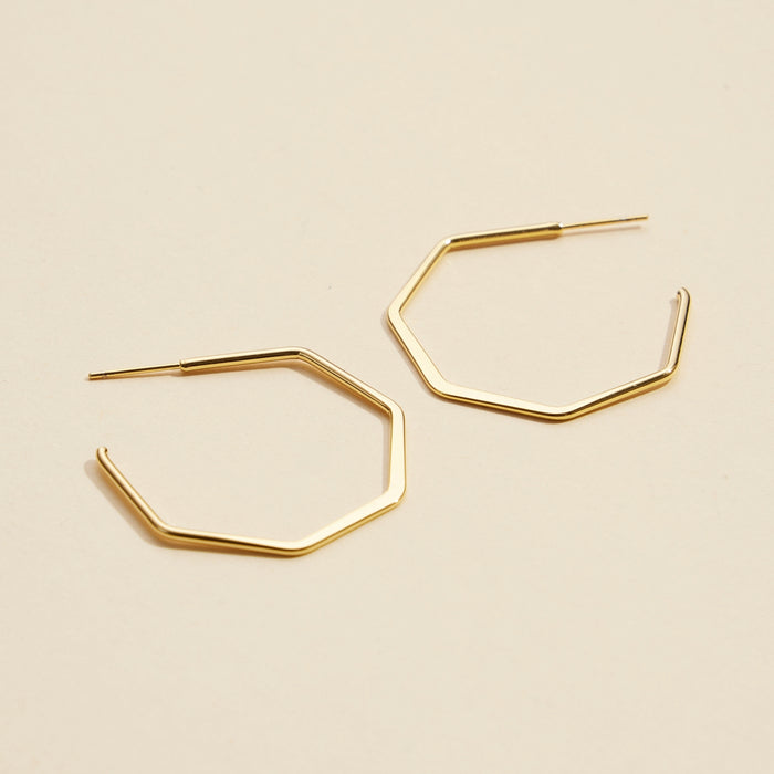 Geometric Gold Dip Hoop Earrings