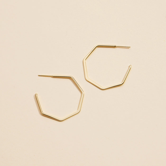 Geometric Gold Dip Hoop Earrings