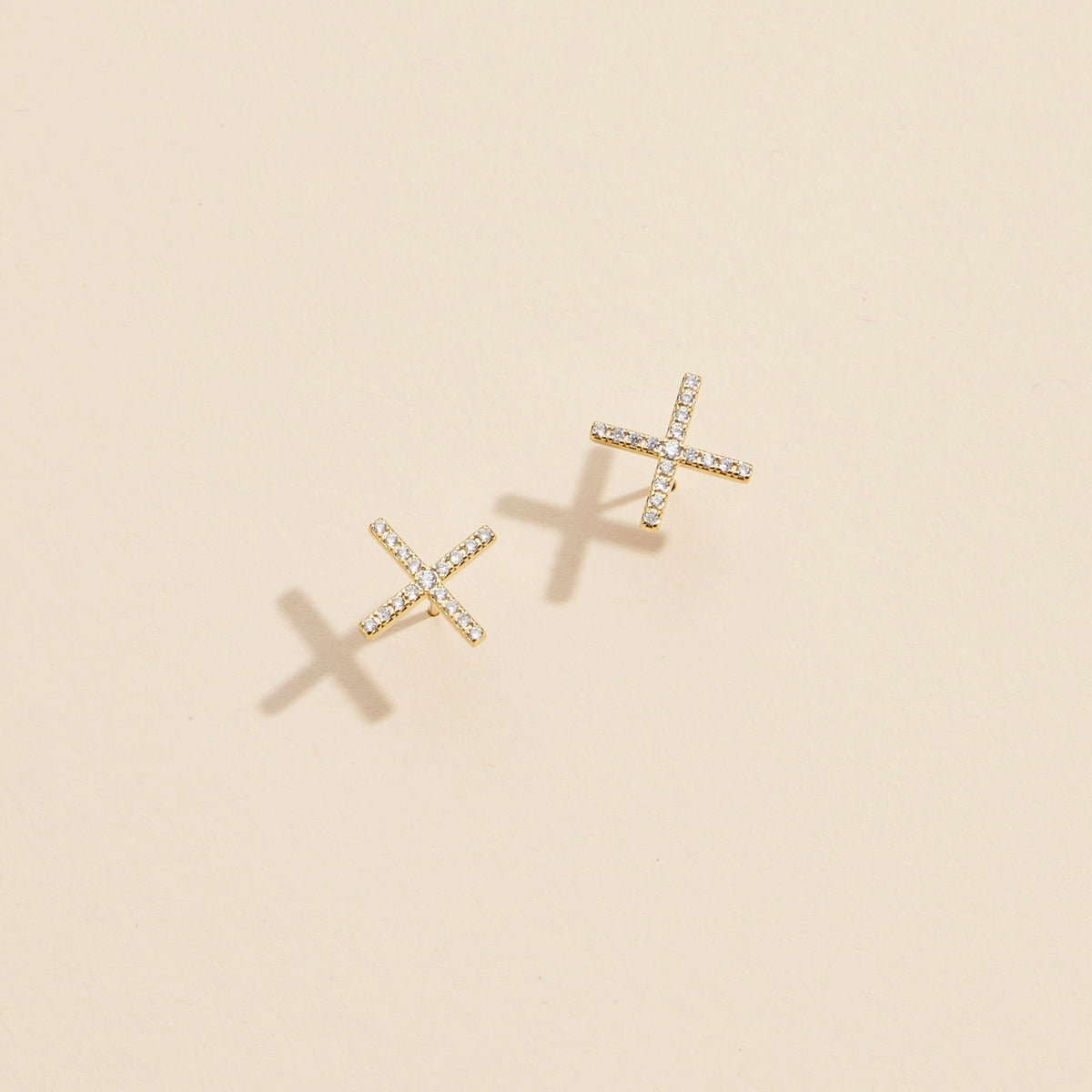 Cross Gold Dip Stud Earrings