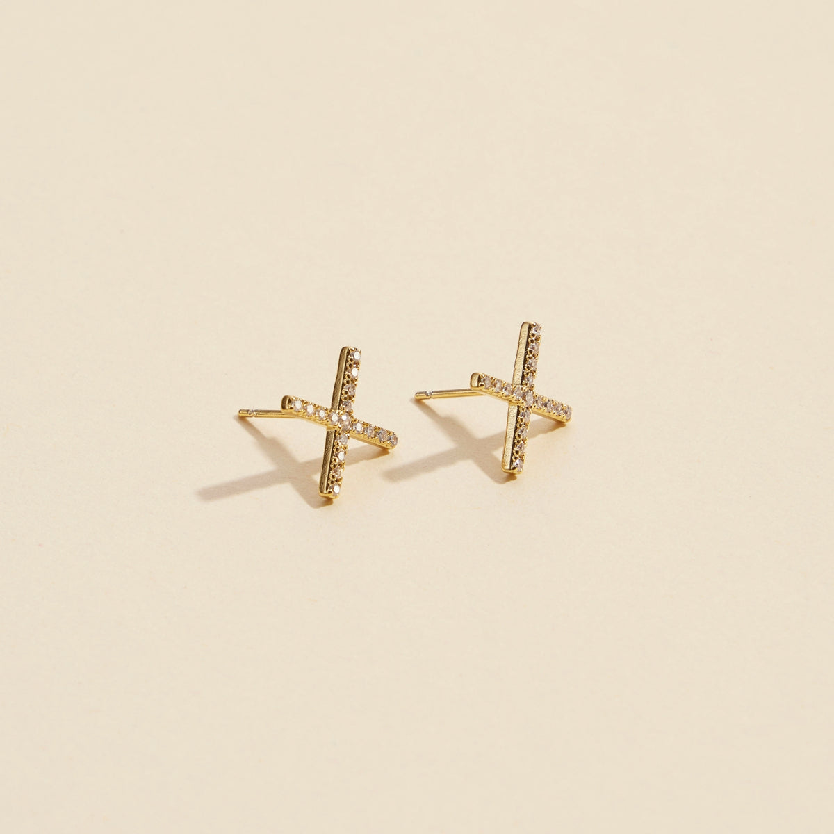 Cross Gold Dip Stud Earrings