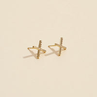 Cross Gold Dip Stud Earrings