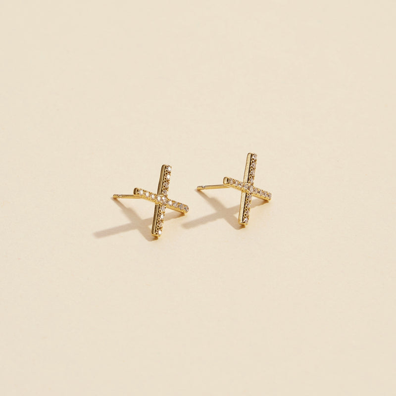 Cross Gold Dip Stud Earrings