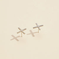 Cross Gold Dip Stud Earrings