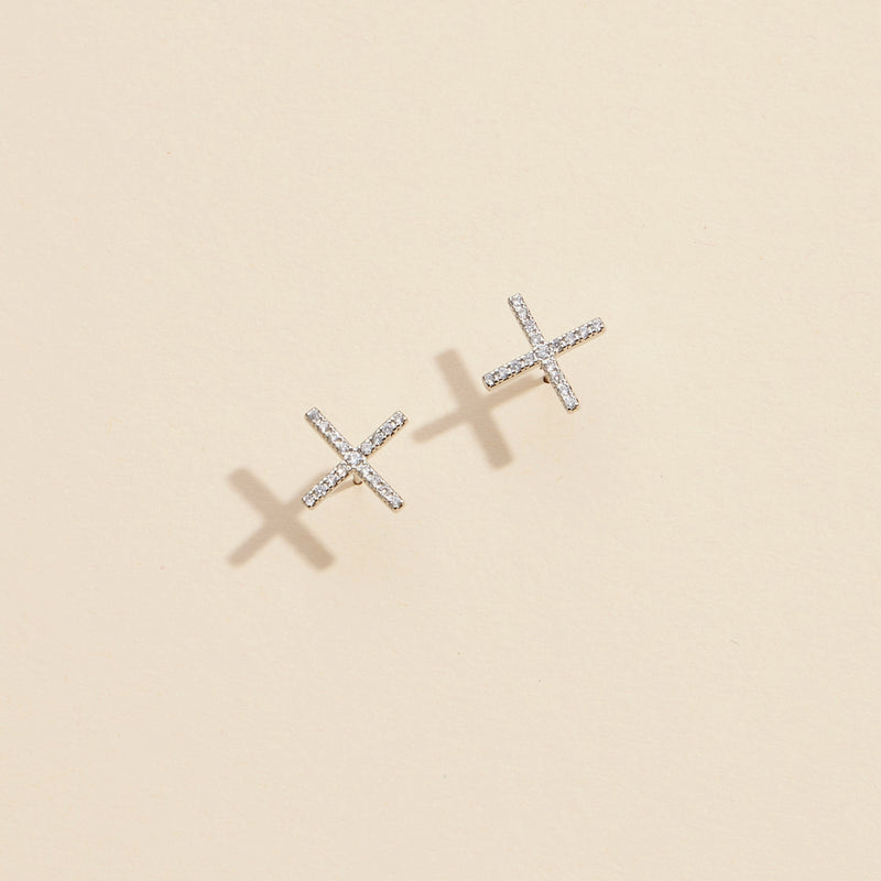 Cross Gold Dip Stud Earrings