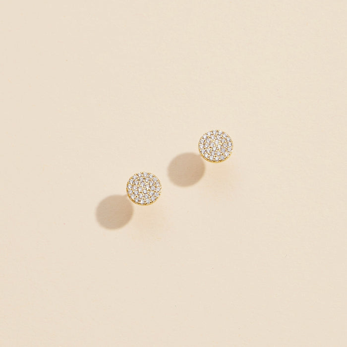 Cubic Zirconia Circle Gold Dip Stud Earrings