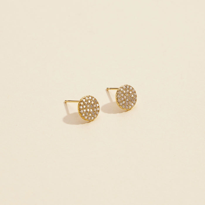 Cubic Zirconia Circle Gold Dip Stud Earrings