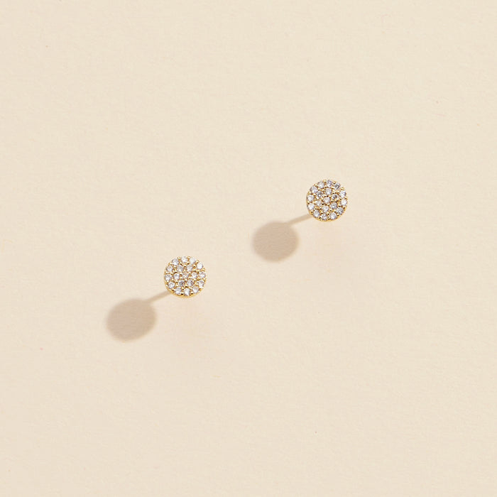 CZ Circle Gold Dip Stud Earrings