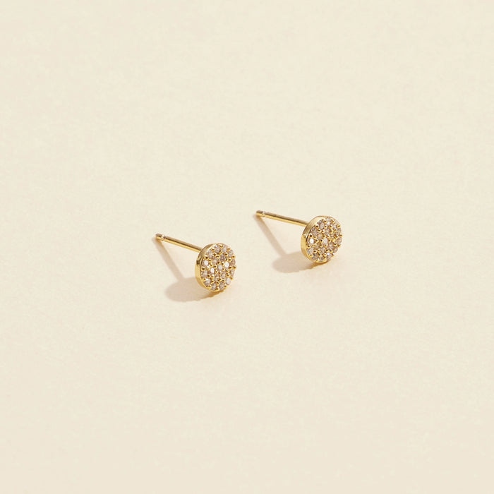 CZ Circle Gold Dip Stud Earrings