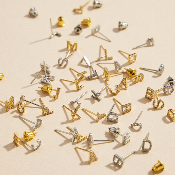 Letters Basic Gold Dipped Stud Earrings