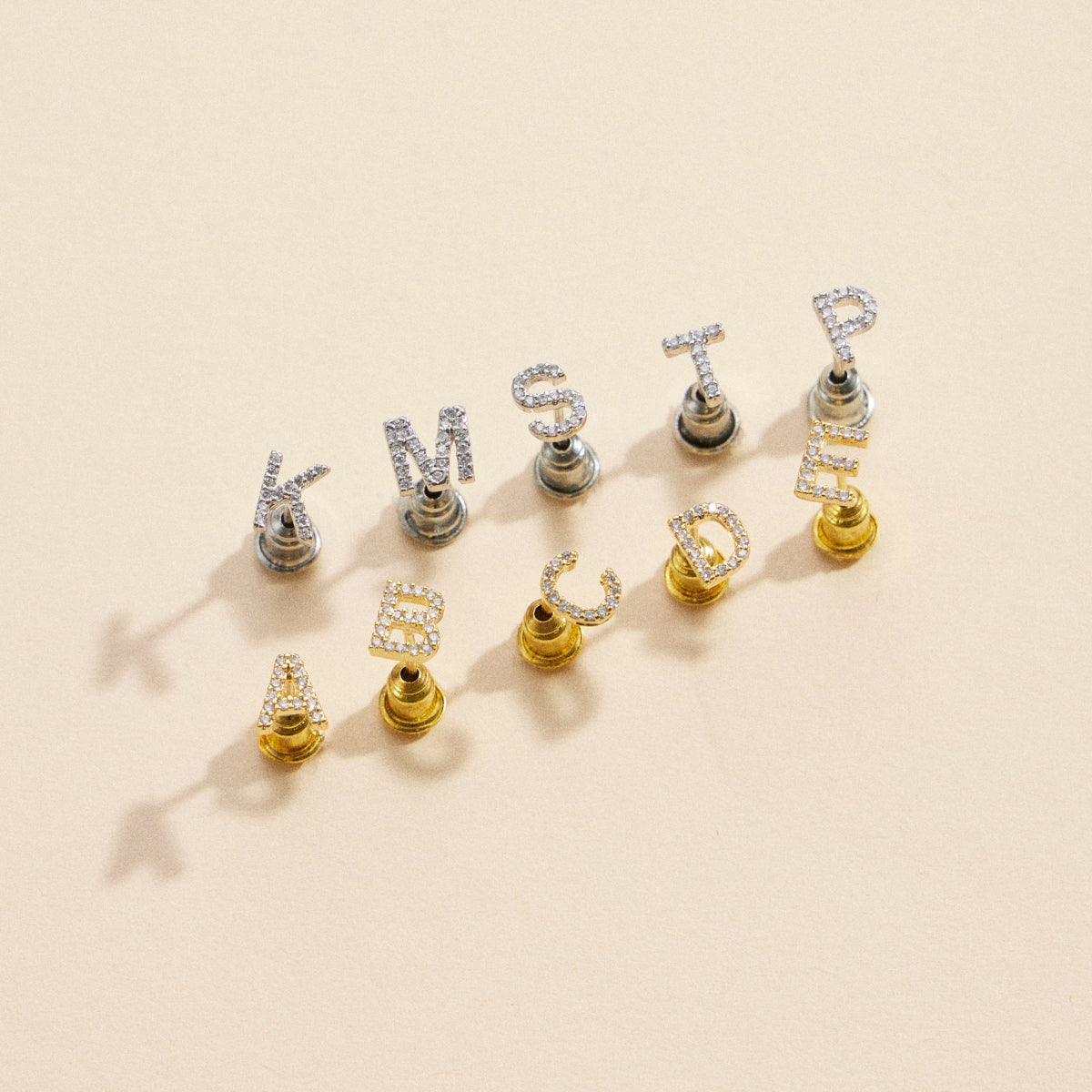 Letters Basic Gold Dipped Stud Earrings