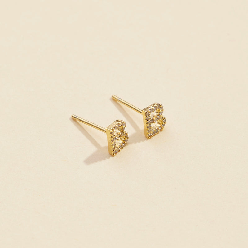 Letters Basic Gold Dipped Stud Earrings