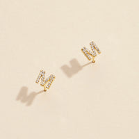 Letters Basic Gold Dipped Stud Earrings