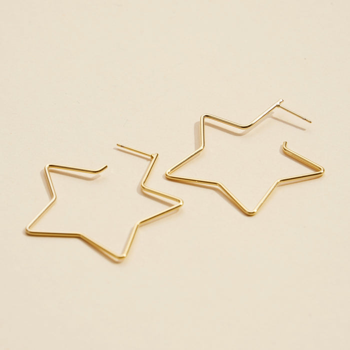 Star Gold Dip Hoop Earrings