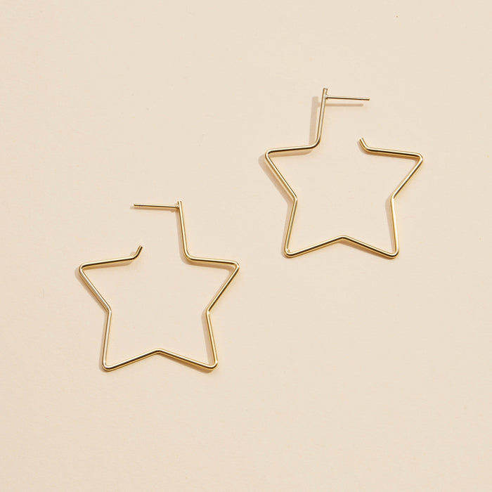 Star Gold Dip Hoop Earrings