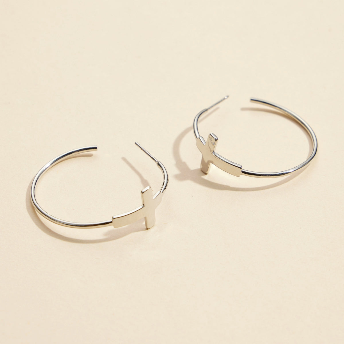 Cross Gold Dip Hoop Earrings