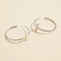 Cross Gold Dip Hoop Earrings